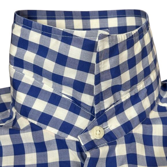 Eton Contemporary Mens Size 42/16.5 Long Sleeve Checkered Button Down Blue White - Picture 11 of 11